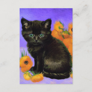 Van Gogh Black Kitten mit Sonnenblumen Begleitkarte