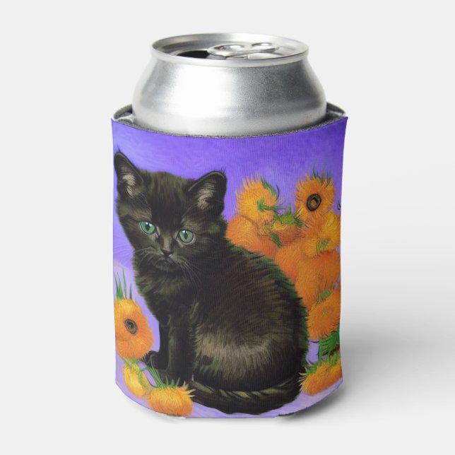 Van Gogh Black Kitten mit Sonnenblumen Dosenkühler (Kanne Vorderseite)