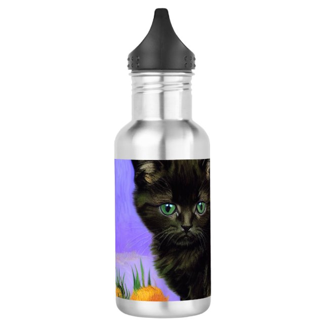 Van Gogh Black Kitten mit Sonnenblumen Edelstahlflasche (Links)