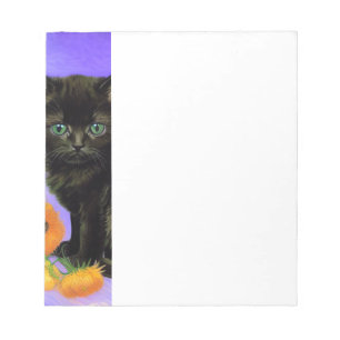 Van Gogh Black Kitten mit Sonnenblumen Notizblock