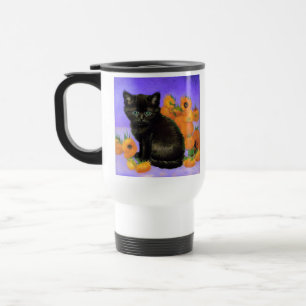Van Gogh Black Kitten mit Sonnenblumen Reisebecher