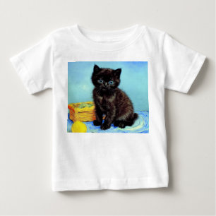 Van Gogh Black Kitten mit Yarn Baby T-shirt