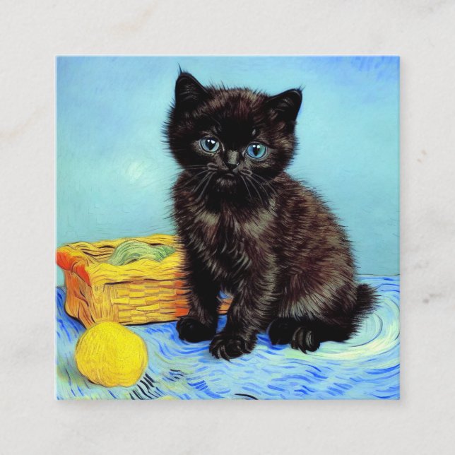 Van Gogh Black Kitten mit Yarn Begleitkarte (Vorderseite)