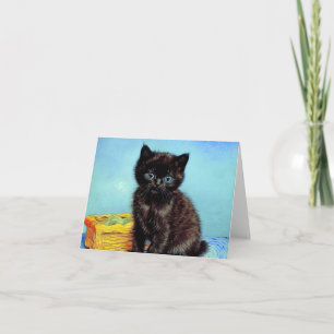 Van Gogh Black Kitten mit Yarn Einladung