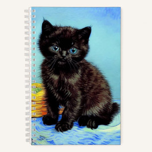 Van Gogh Black Kitten mit Yarn Notizbuch