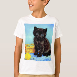 Van Gogh Black Kitten mit Yarn T-Shirt