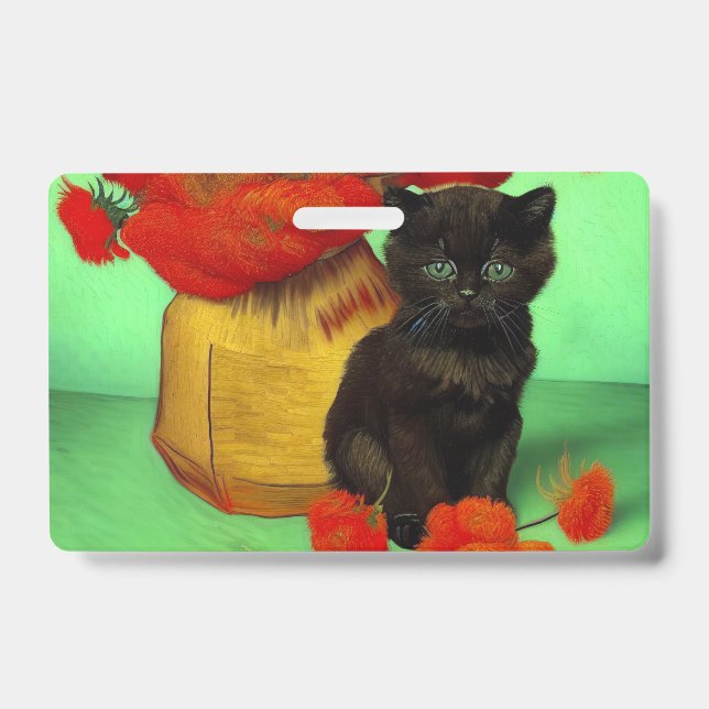 Van Gogh Black Kitten Red Blume Ausweis (Vorderseite)