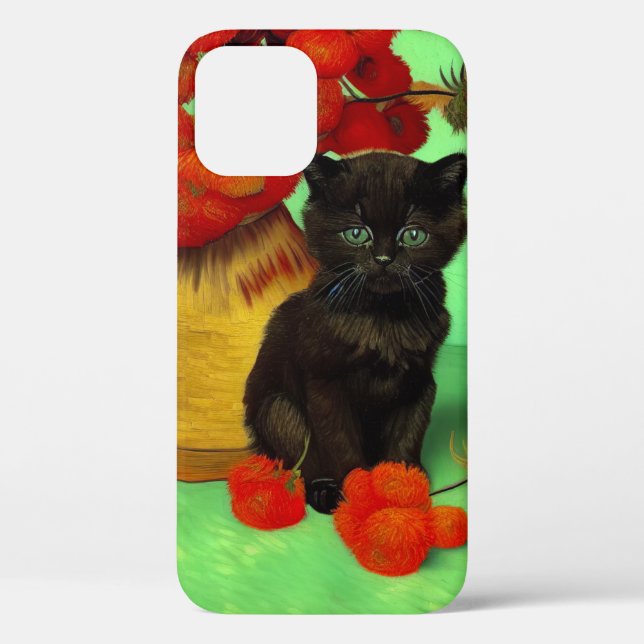 Van Gogh Black Kitten Red Blume Case-Mate iPhone Hülle (Rückseite)