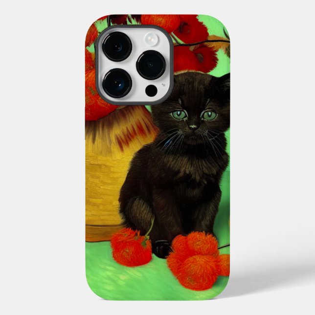 Van Gogh Black Kitten Red Blume Case-Mate iPhone Hülle (Rückseite)