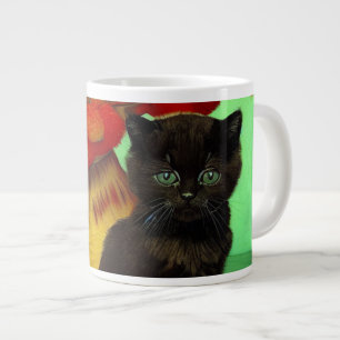 Van Gogh Black Kitten Red Blume Jumbo-Tasse