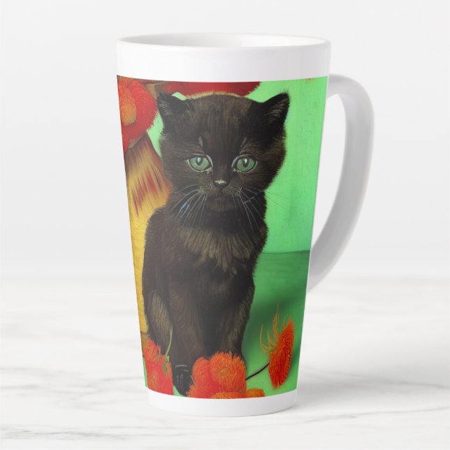 Van Gogh Black Kitten Red Blume Milchtasse (Rechte Ecke)