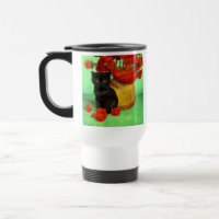 Van Gogh Black Kitten Red Blume