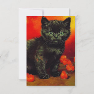 Van Gogh Black Kitten RSVP Karte
