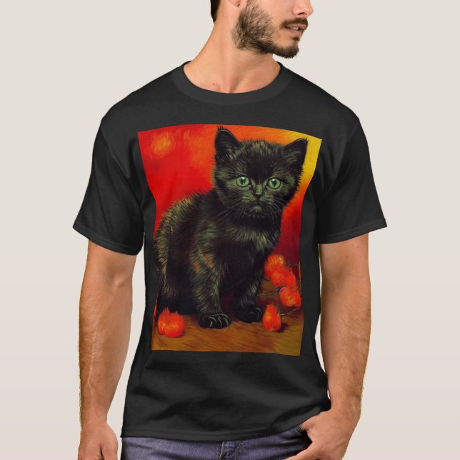 Van Gogh Black Kitten T-Shirt (Vorderseite)