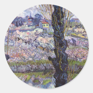 Van Gogh Blick auf Arles Blühende Obstgärten Druck Runder Aufkleber
