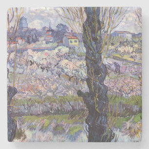Van Gogh Blick auf Arles blühender Garten Steinuntersetzer