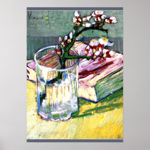 Van Gogh - Blühende Almond Zweigstelle mit Buch Poster