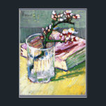 Van Gogh - Blühende Almond Zweigstelle mit Buch Postkarte<br><div class="desc">Vincent van Gogh berühmtes Gemälde,  Blütenzweig aus Mandeln in einem Glas mit einem Buch</div>