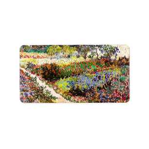 Van Gogh blühender Garten in Arles Florale Kunst Adressaufkleber