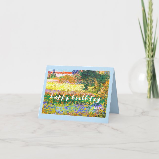 VAN GOGH "Blühender Garten mit Pfad" Geburtstag Karte (Vorderseite)