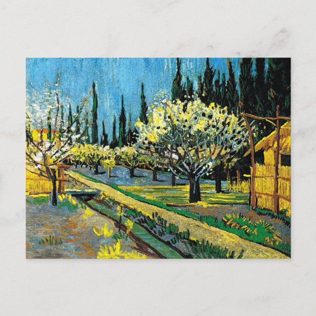 van gogh - Blühender Obstgarten, Postkarte (Vorderseite)