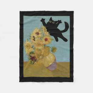 Van Gogh Blume Cat Sunflowers Fleecedecke