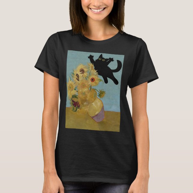 Van Gogh Blume Cat Sunflowers T-Shirt (Vorderseite)