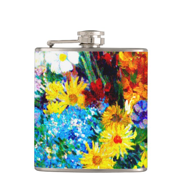 Van Gogh-Blume in einer Blauen Vase Flachmann (Vorderseite)