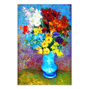 Van Gogh-Blume in einer Blauen Vase Fotodruck