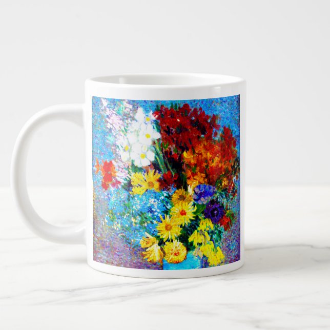 Van Gogh-Blume in einer Blauen Vase Jumbo-Tasse (Links)