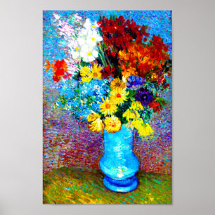 Van Gogh-Blume in einer Blauen Vase Poster