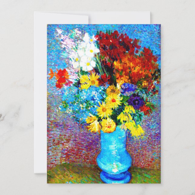 Van Gogh-Blume in einer Blauen Vase Save The Date (Vorderseite)