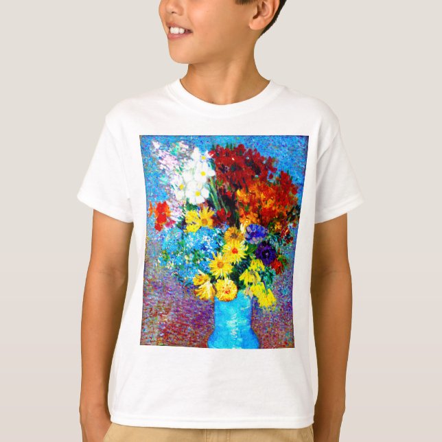 Van Gogh-Blume in einer Blauen Vase T-Shirt (Vorderseite)