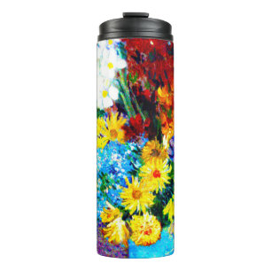 Van Gogh-Blume in einer Blauen Vase Thermosbecher