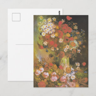 Van Gogh Blumen-Stillleben Rote Mohnblumen & Rosen Postkarte