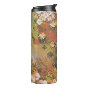 Van Gogh Blumen-Stillleben Rote Mohnblumen & Rosen Thermosbecher