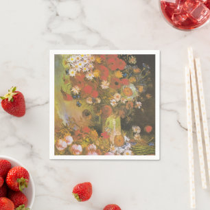 Van Gogh Blumen-Stillleben Rote Mohnblumen und Ros Serviette