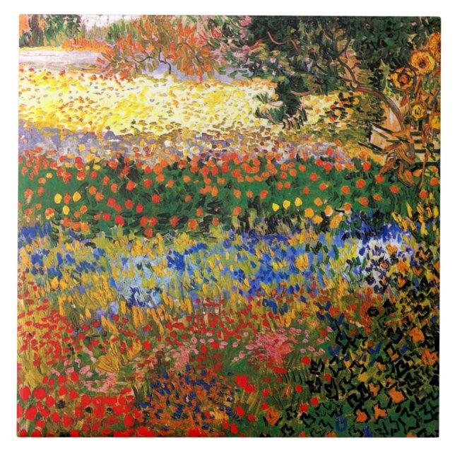 Van Gogh - Blumengarten, feine Kunstmalerei, Fliese (Vorderseite)