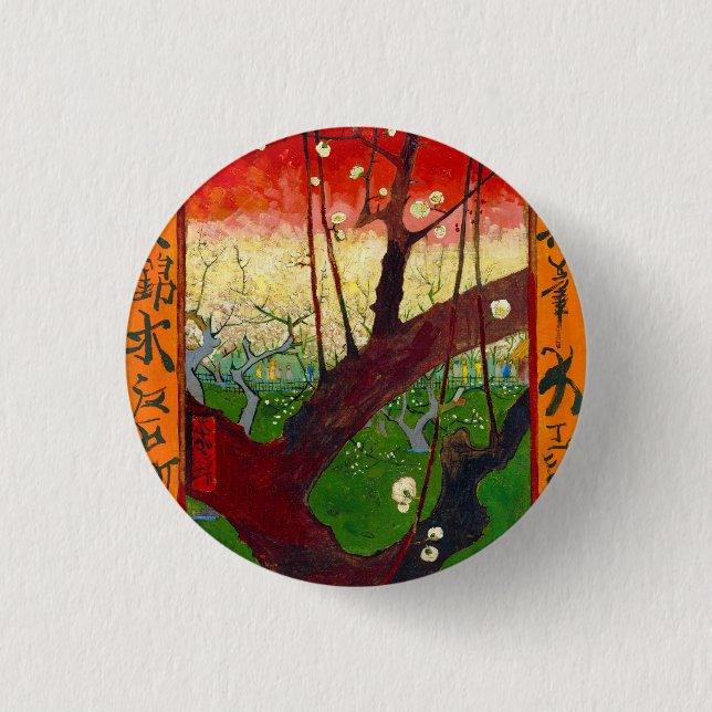 Van Gogh Blütenpflanze Tree nach Hiroshige Button (Vorderseite)