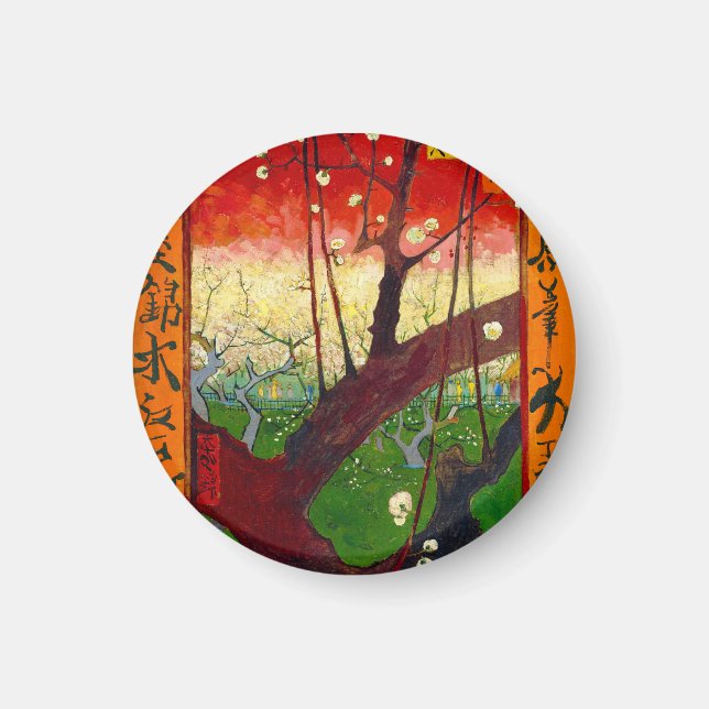 Van Gogh Blütenpflanze Tree nach Hiroshige Magnet (Vorne)
