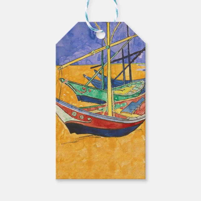 Van Gogh Boats Impressionismus Beach Geschenkanhänger (Vorderseite)