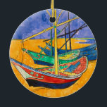 Van Gogh Boats Impressionismus Beach Keramik Ornament<br><div class="desc">Von Vincent Van Gogh - dieses berühmte impressionistische Gemälde von Booten heißt Boats am Strand von Saintes-Maries. Es ist ein buntes und wunderschönes Aquarellbild von Vincent Van Gogh.</div>