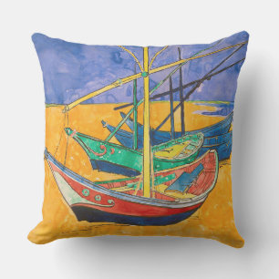 Van Gogh Boats Impressionismus Beach Kissen