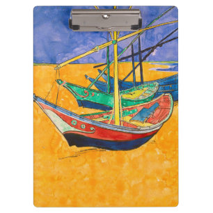 Van Gogh Boats Impressionismus Beach Klemmbrett