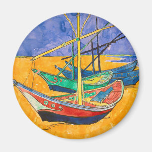 Van Gogh Boats Impressionismus Beach Magnet