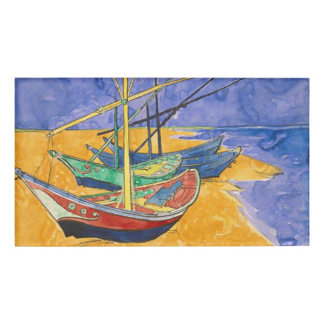 Van Gogh Boats Impressionismus Beach Namenschild (Vorderseite)