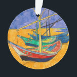 Van Gogh Boats Impressionismus Beach Ornament<br><div class="desc">Von Vincent Van Gogh - dieses berühmte impressionistische Gemälde von Booten heißt Boats am Strand von Saintes-Maries. Es ist ein buntes und wunderschönes Aquarellbild von Vincent Van Gogh.</div>