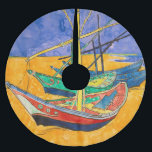 Van Gogh Boats Impressionismus Beach Polyester Weihnachtsbaumdecke<br><div class="desc">Von Vincent Van Gogh - dieses berühmte impressionistische Gemälde von Booten heißt Boats am Strand von Saintes-Maries. Es ist ein buntes und wunderschönes Aquarellbild von Vincent Van Gogh.</div>