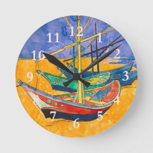 Van Gogh Boats Impressionismus Beach Runde Wanduhr