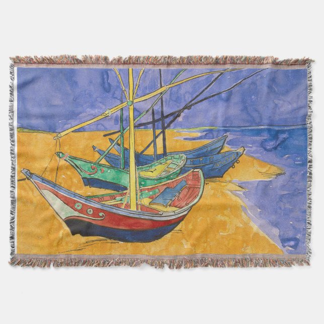 Van Gogh Boote Impressionismus Strand Decke (Vorderseite)